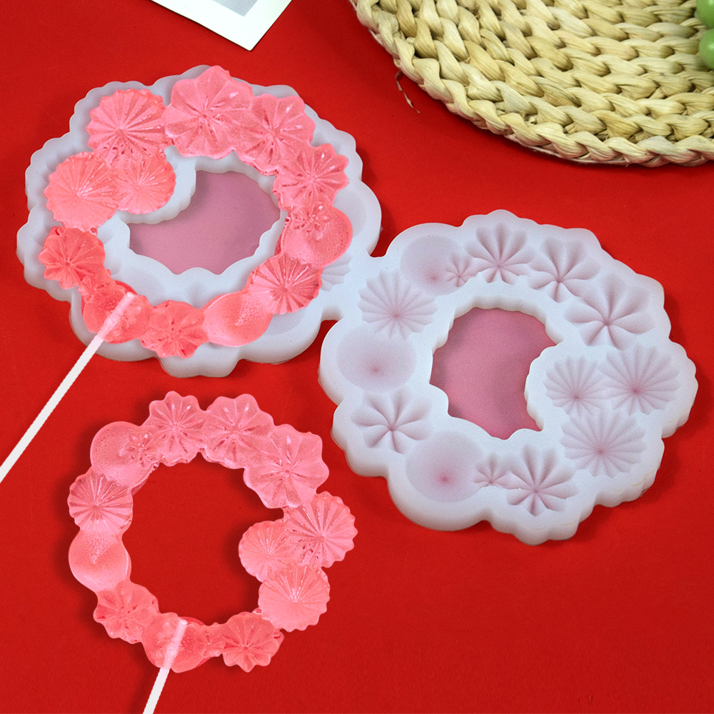 Epoxy molde día de san valentín anillo de diamantes amor tridimensional rose garland lollipop queso palo molde chocolate molde de silicona