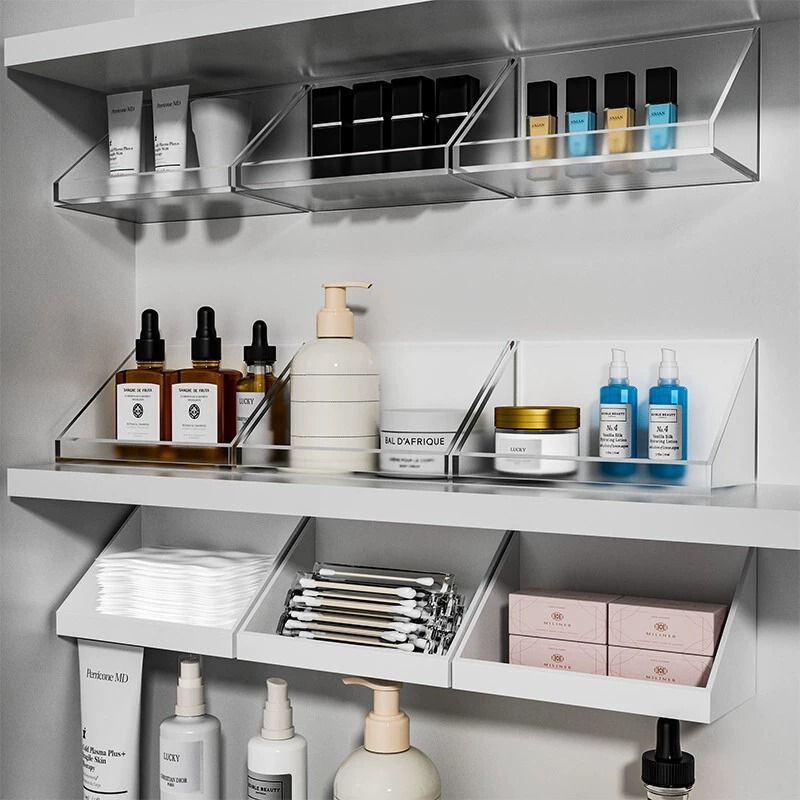 Toilet Mirror Cabinet Storage Box Bathroom Lipstick Perfume Cosmetic Storage Rack Dressing Table Cabinet Wall Hanging Arrangement Box
