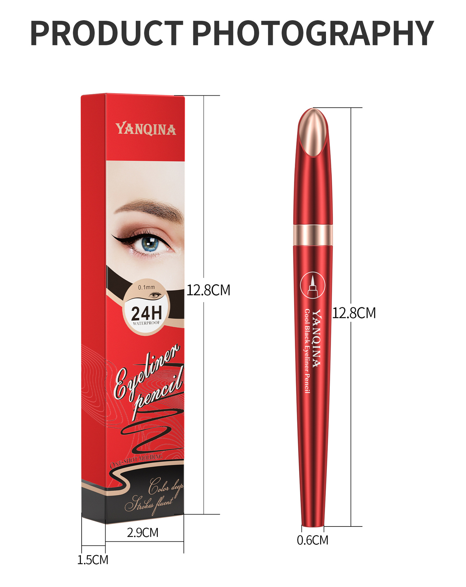 New Yanqina quick-drying eyeliner pen, waterproof, sweat-proof, non-smudge ultra-fine eyeliner liquid pen, wholesale cross-border cosmetics undefined
