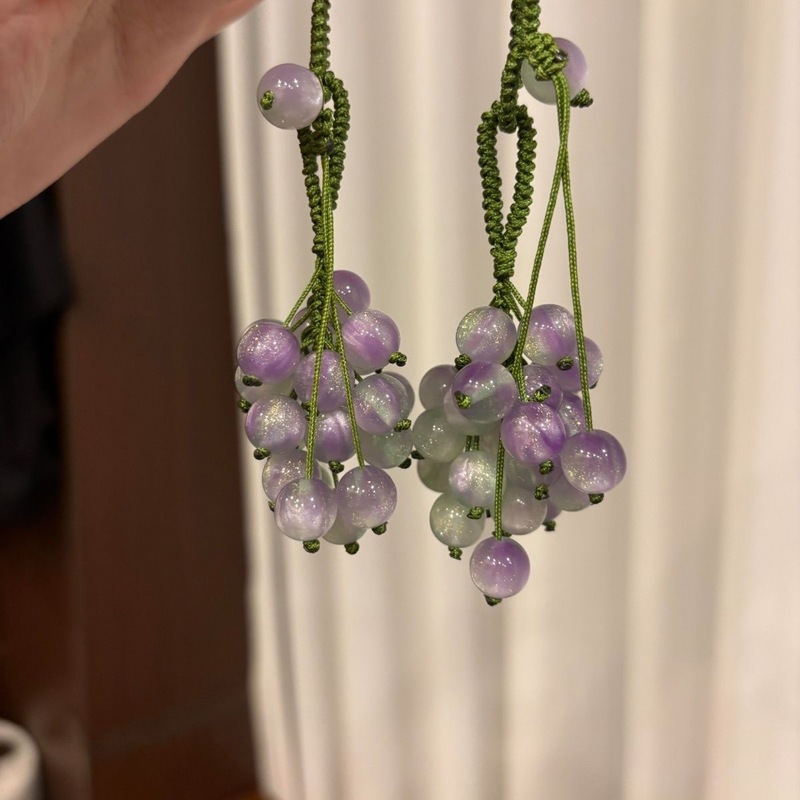 变色葡萄手工diy挂件紫外线变色珠子编织车挂包挂钥匙扣手机挂件|undefined