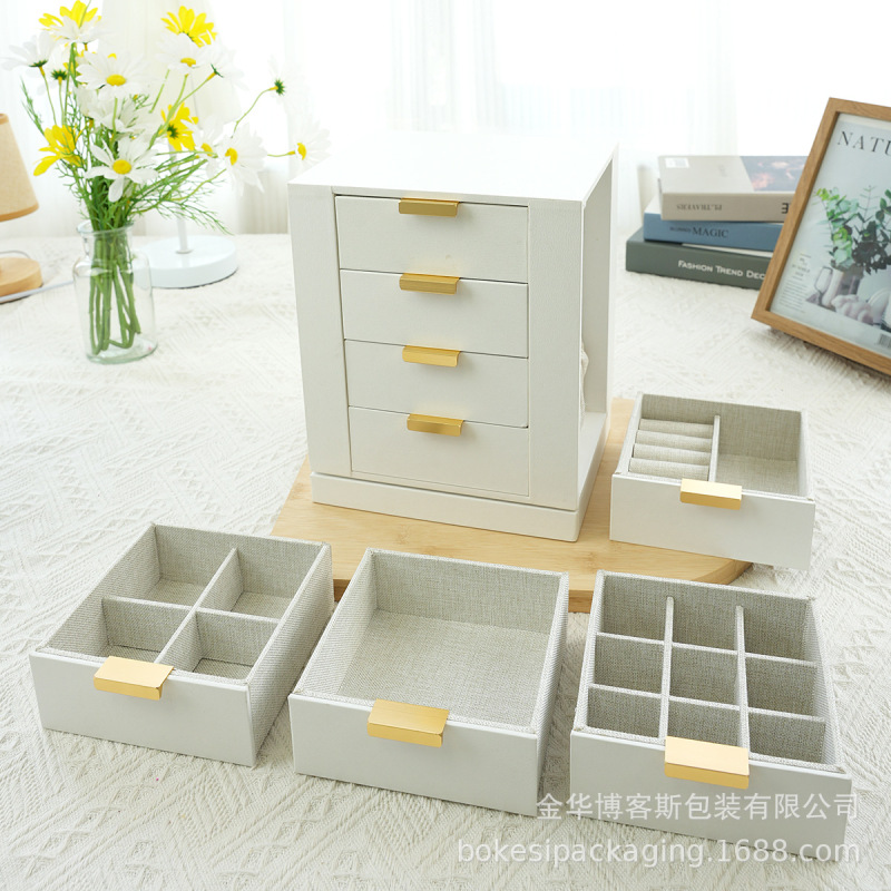 旋转式实木质首饰盒带锁轻奢高档结婚礼物2025新款黄金饰品收纳盒|undefined