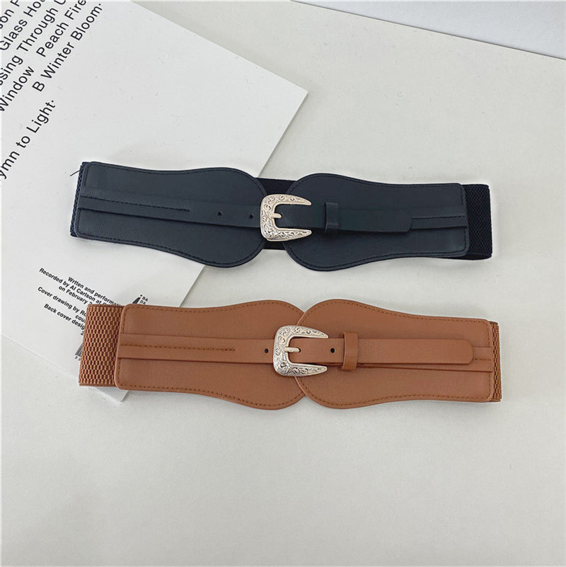 Basic Style New Square Pin Buckle Belt Women's Decorative Girdle Elastic Belt Wholesale