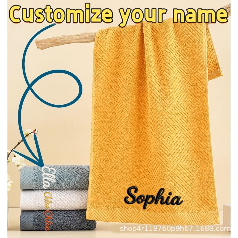 Etsy cross-border pod pure cotton embroidered logo towel face towel, soft and absorbent, thickened face wash towel, available for dropshipping Etsy cross-border pod pure cotton embroidered logo towel face towel, soft and absorbent, thickened face wash towel, available for dropshipping