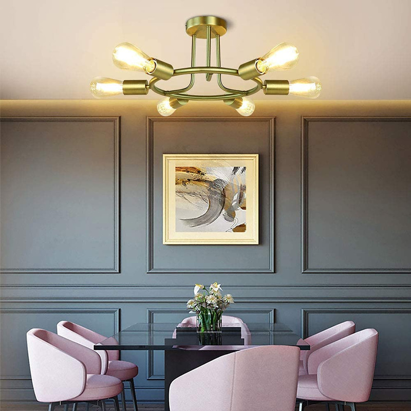 Amazon Specializes in Kitchen Island Lamps, Rustic Chandeliers, Bedroom Foyer Retro Metal Semi-Embedded Ceiling Lighting