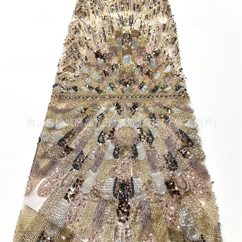Fan radiante anchoa bordada tela de malla alfombra roja delgada desfile ligera cena alta tela de vestido image 4