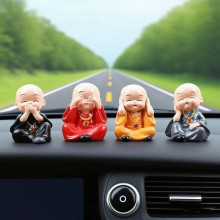 车载汽车摆件四不小和尚少林功夫小子创意个性树脂公仔装饰品摆件