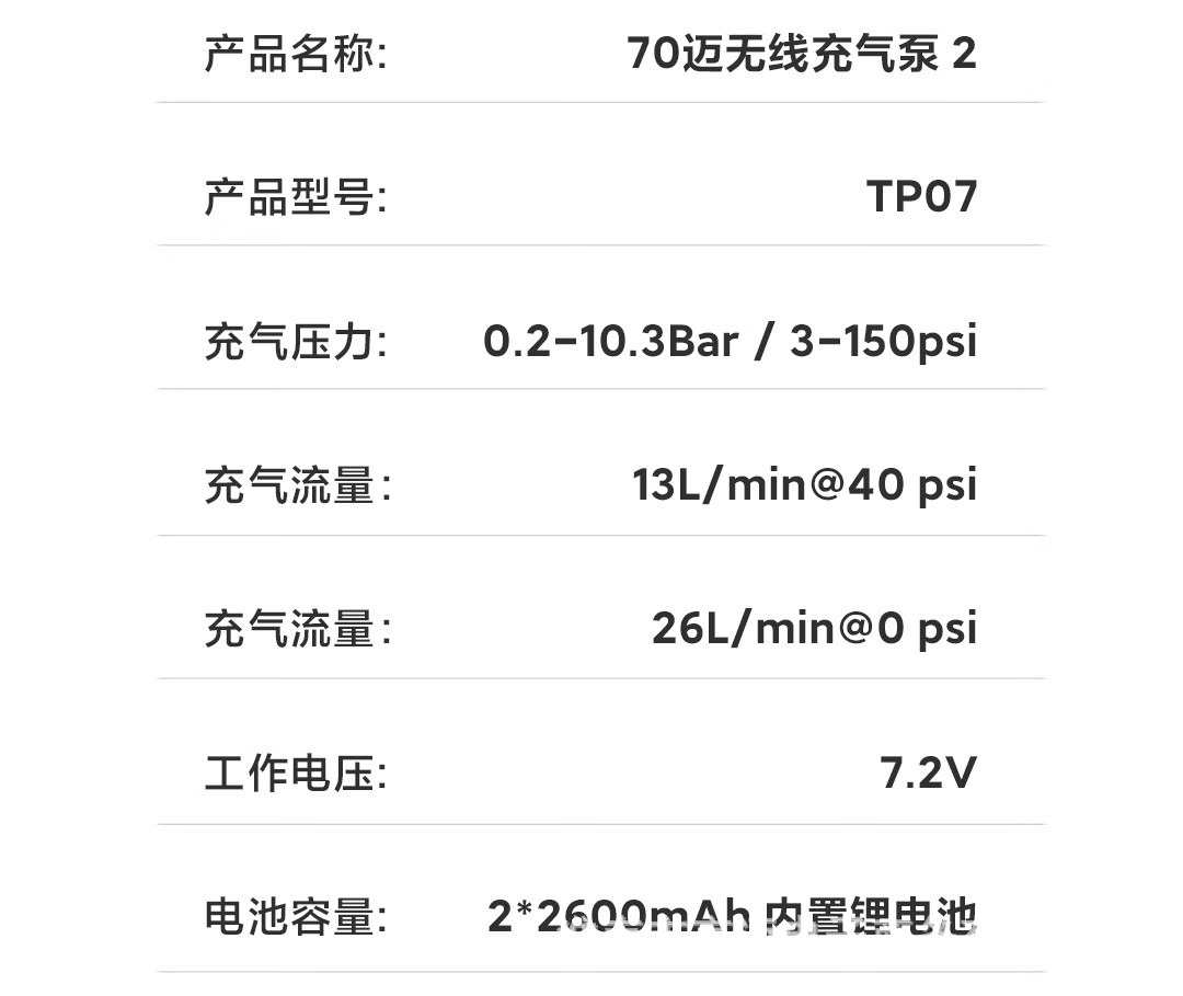 70Mai Wireless Air Pump Tp07 Car Inflator Portable Tire Inflator Digital Display
