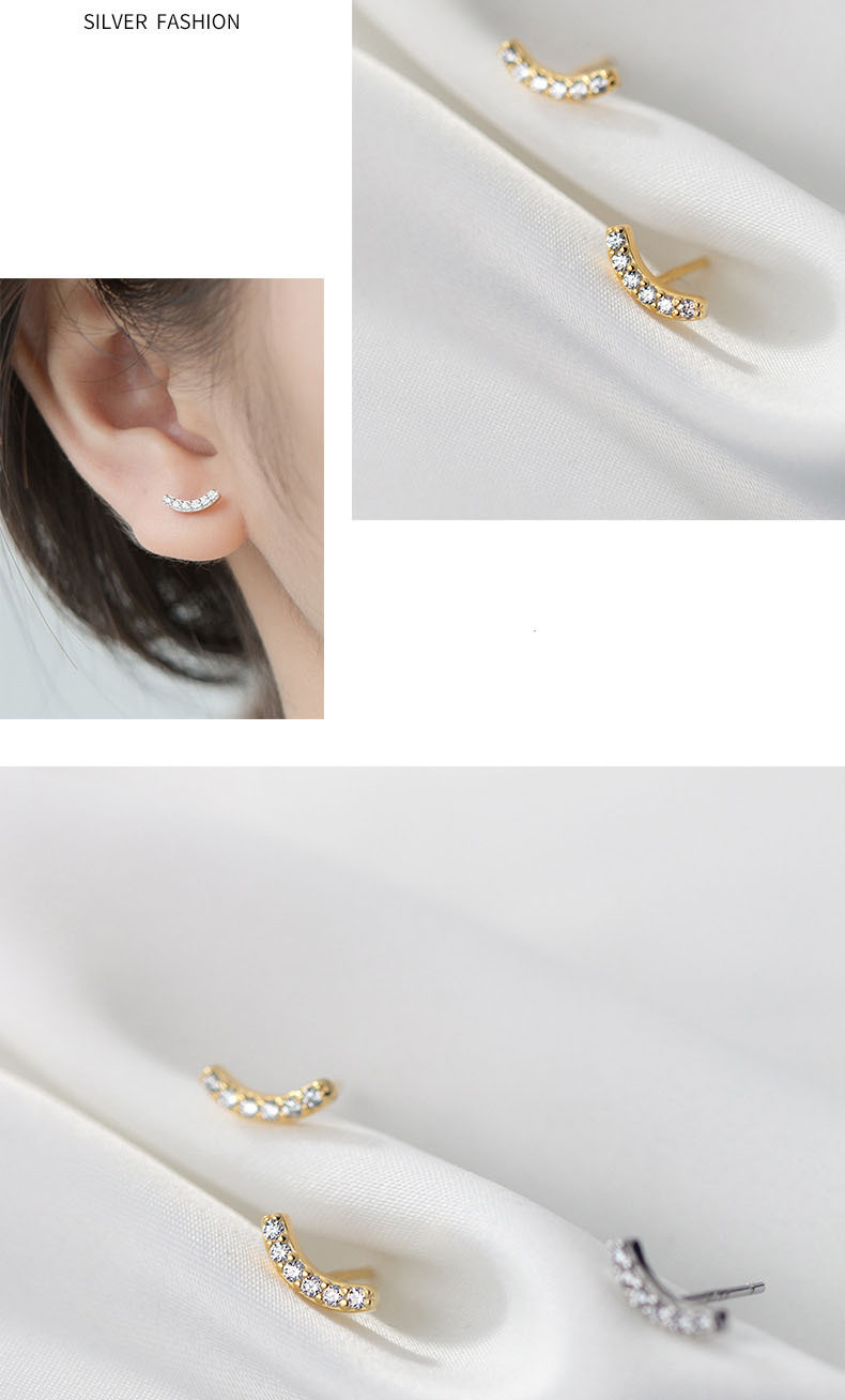 Sunburst Diamond Smile Earrings For Women Elegant Unique Studs_voghion.com