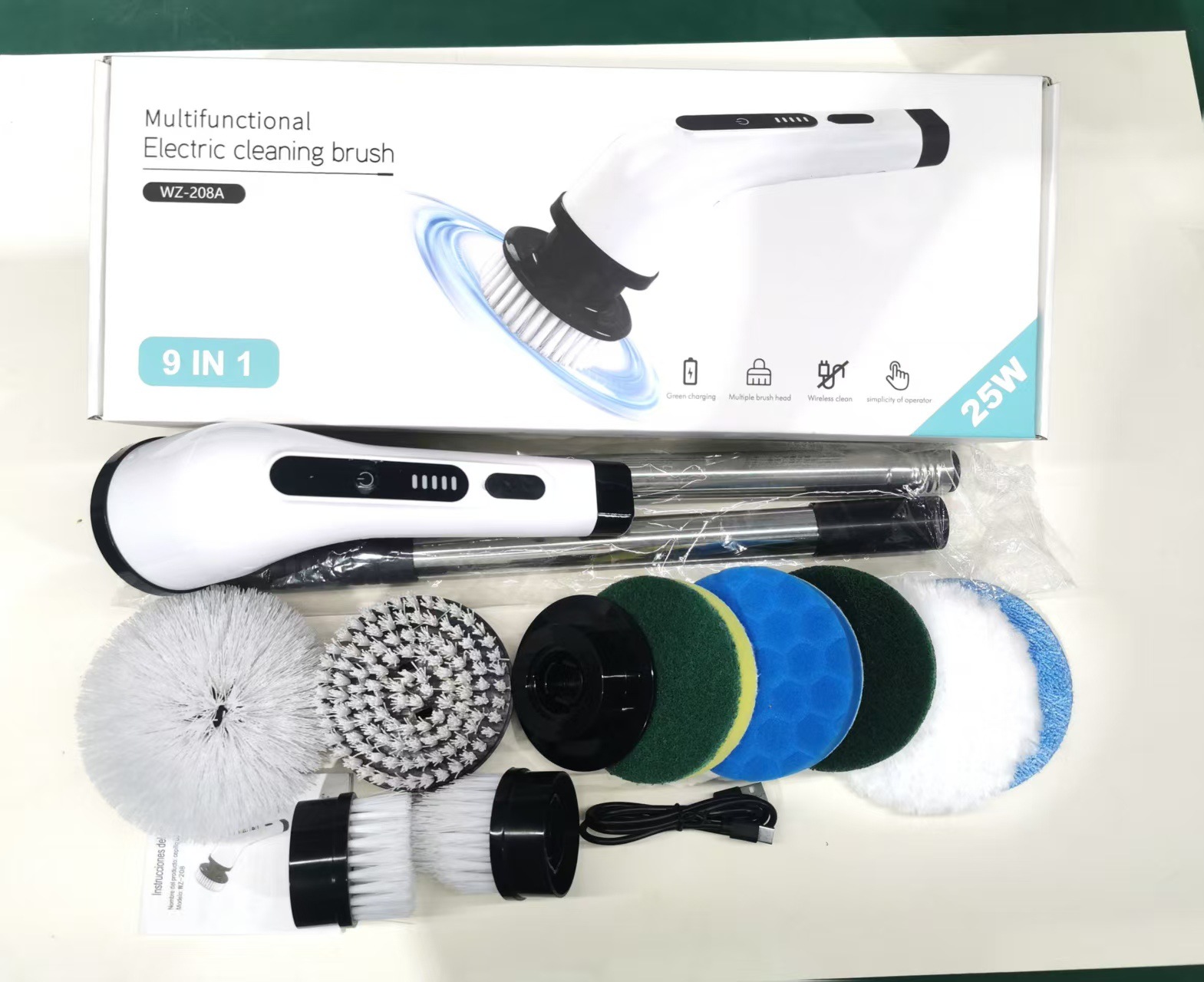 Cepillo de limpieza eléctrico transfronterizo Cepillo de limpieza multifuncional Cocina Baño Inodoro Piso Manual Potente artefacto de limpieza