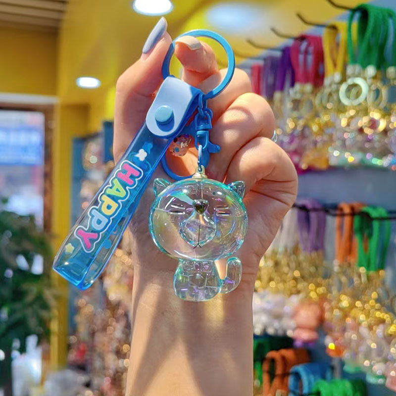 Acrílico cara grande gatos llaveros chapado transparente pareja de color llaveros caricatura bolsa feia colgante