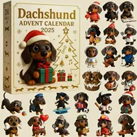 Календарь адвента dachshund 2025, 24 дня, акрил или ПВХ 2D/3D фигурки, подарочная коробка