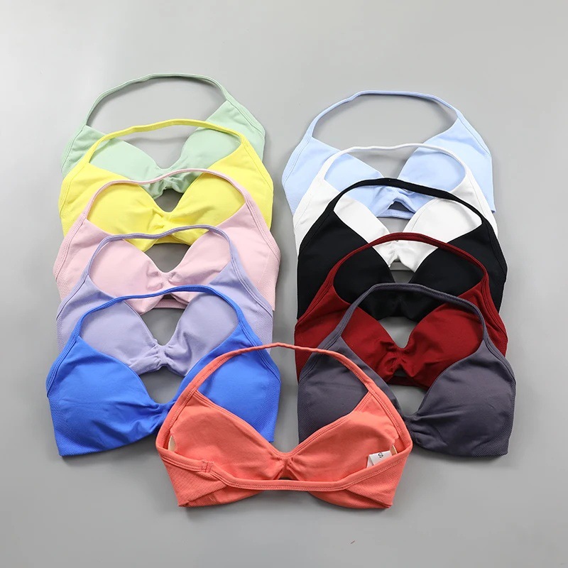 Impact estilo explosivo nuevo producto serie Dfy con almohadilla para el pecho mujer ropa interior sexy de alta intensidad halter cuello delgado espalda deportiva