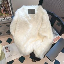 软糯水貂绒领毛衣女秋春夏奶加厚针织衫毛毛上衣外穿毛衣女