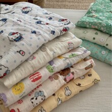 短袖短裤~100%棉A类双层纱小翻领少女睡衣套装夏季家居服