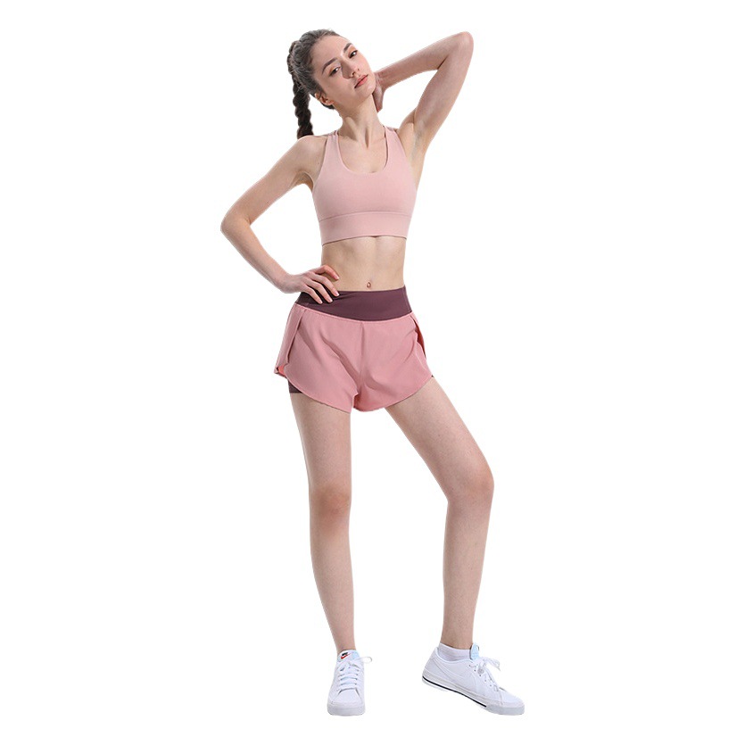 2023 nuevos pantalones cortos deportivos de fitness europeos y americanos anti-exposición de verano de las mujeres de secado rápido para correr entrenamiento transpirable casual pantalones calientes
