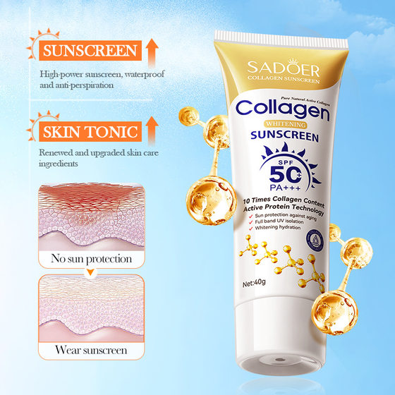 All English collagen whitening sunscreen SADOER anti-wrinkle anti-ultraviolet sunscreen wholesale cross-border foreign trade