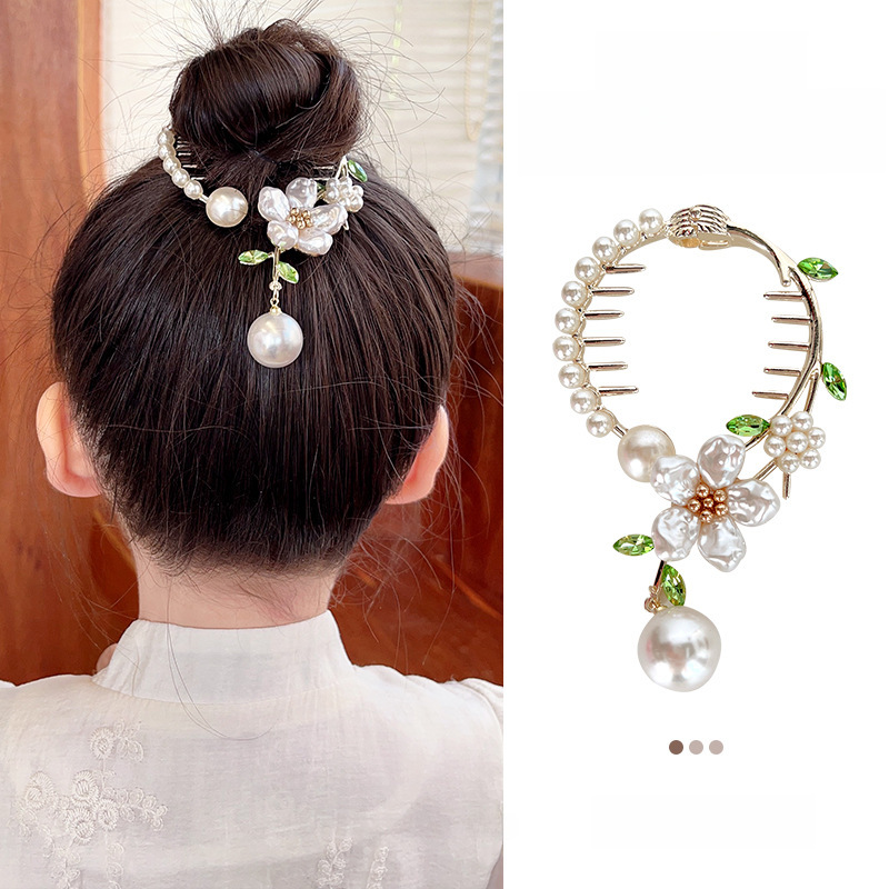 Super fairy Camellia tassel hairpin female high-grade sense back Head Ball head updo artifact temperament hair clip headdress summer_voghion.com