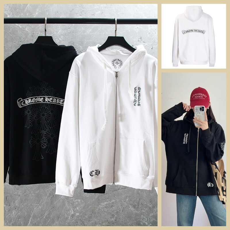 Chrome Hearts25Ss Autumn Clothing Is Coming Soon, Cross Scroll Dark Pattern Zipper Sweatshirt Special Version