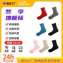 欧美跨境保暖 Socks秋冬季加厚加绒点胶防滑袜子睡眠袜地毯地板袜