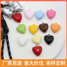 彩色亚克力实色烤漆爱心吊孔挂件 diy桃心钥匙扣吊坠饰品配件批发