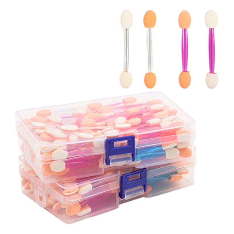 6,5 cm en caja de doble cabeza de esponja de sombra de ojos palo de látex desechable cepillo de sombra de ojos arte de uñas cepillo floreciente palo herramientas de maquillaje