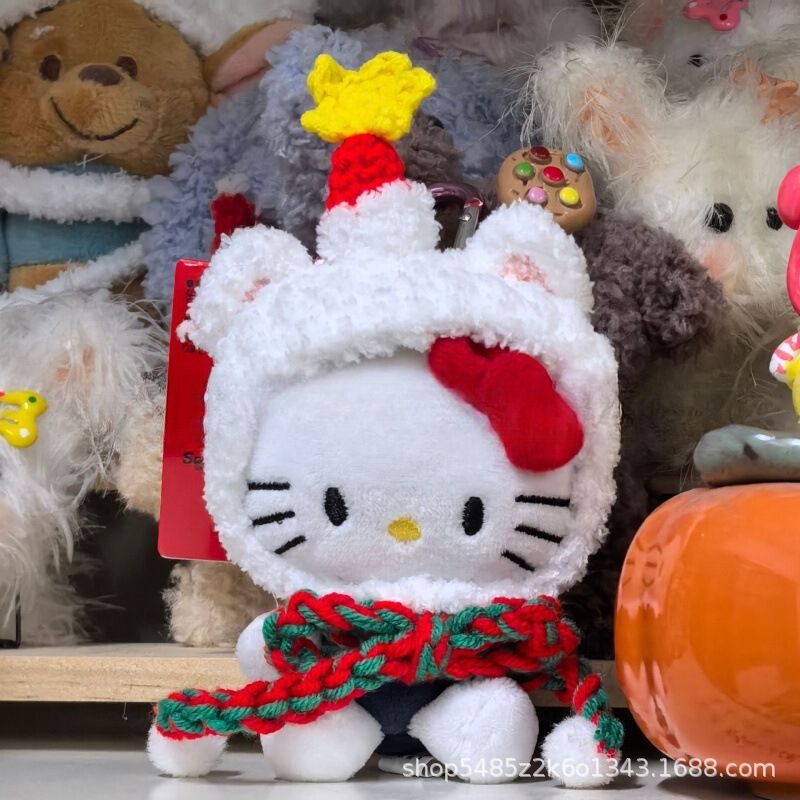 黑色草帽kitty帽宝宝挂件爱心扣公仔玩偶可爱赫本风挂饰钥匙扣|undefined