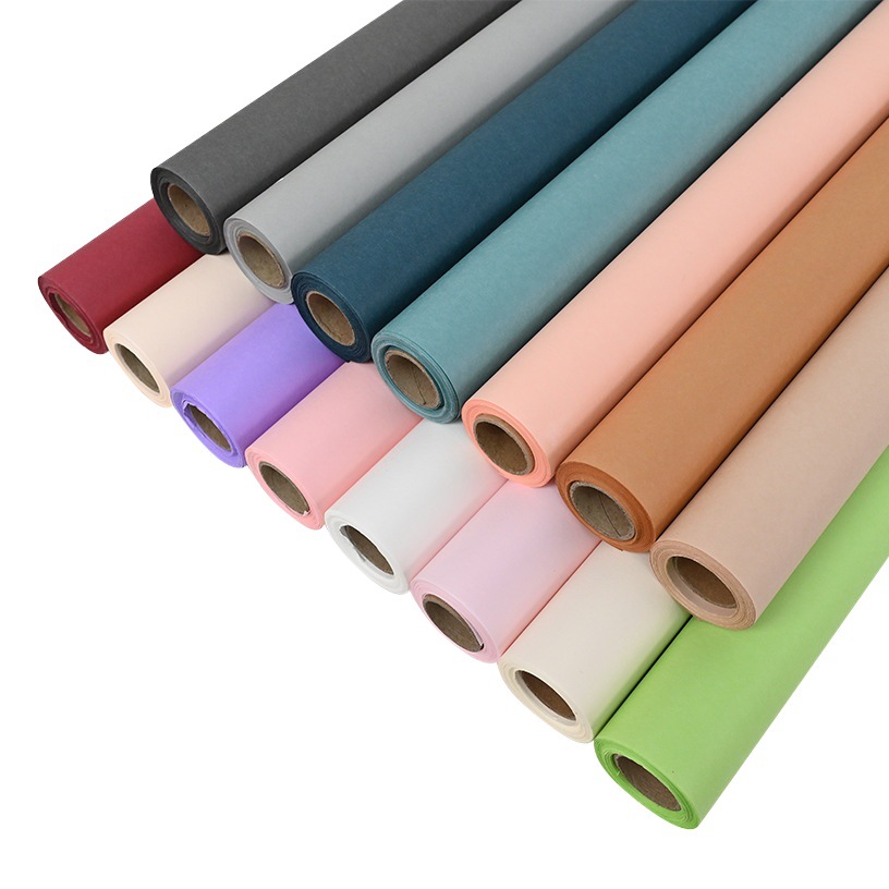 Materiales de embalaje de flores, venta al por mayor, materiales para tienda de flores, papel de regalo floral de color sólido, papel de regalo para ramo de papel Fenghua impermeable