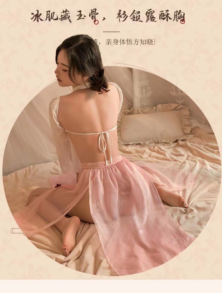 Hanfu-Style Bellyband Lingerie Set with Sleeves, Skirt and Briefs — detail image 5