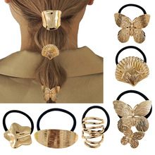 跨境欧美饰品头饰合金马尾皮圈皮筋个性发饰高级感女士简约时尚发