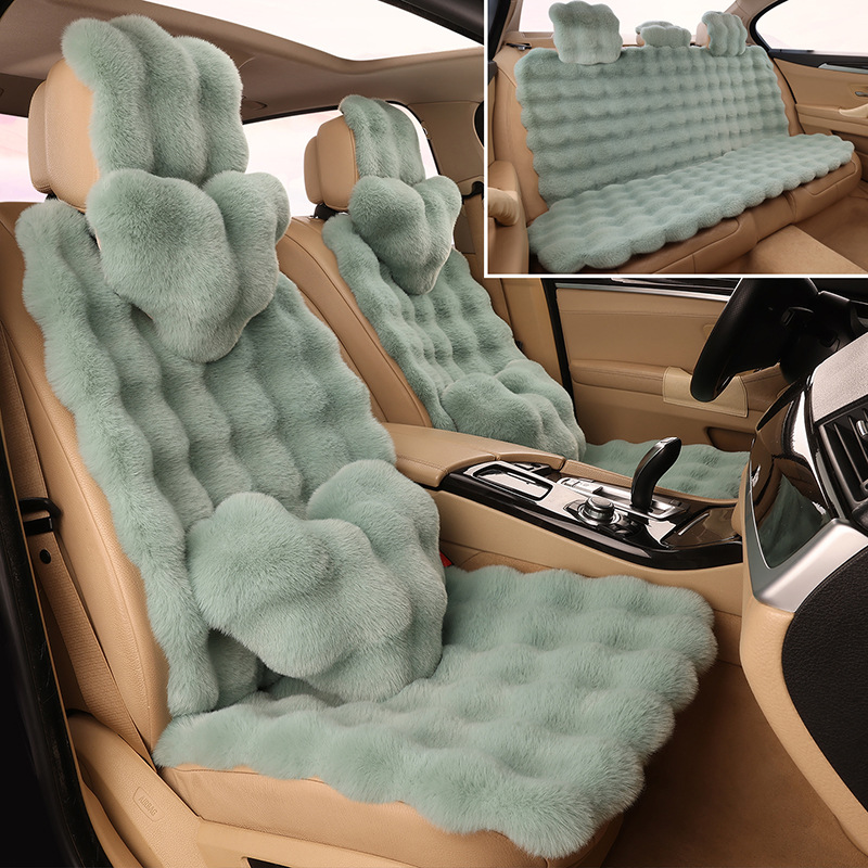 批发亚马逊TM贴标增值新款泡泡绒座垫秋冬保暖仿毛兔毛绒汽车坐垫