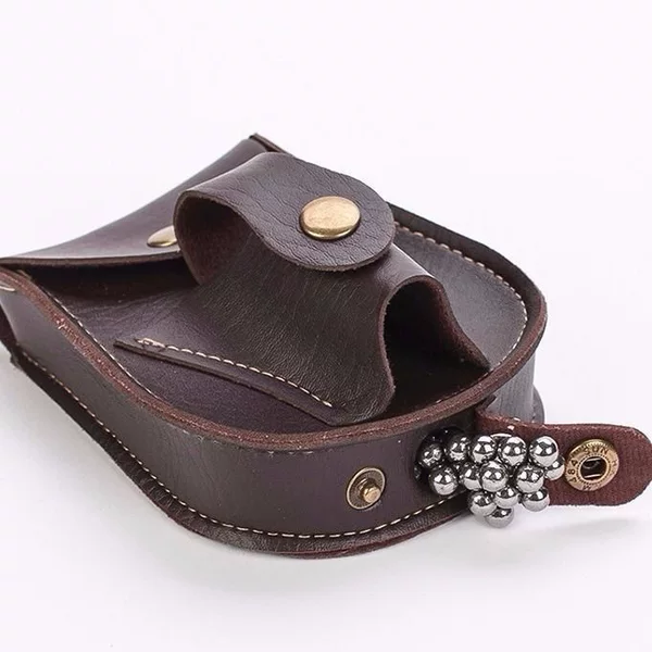Slingshot Bag Integrated Black and Brown Leather Bag with Steel Ball Pouch, Toy Waist Bag, Outdoor Small Portable Bag