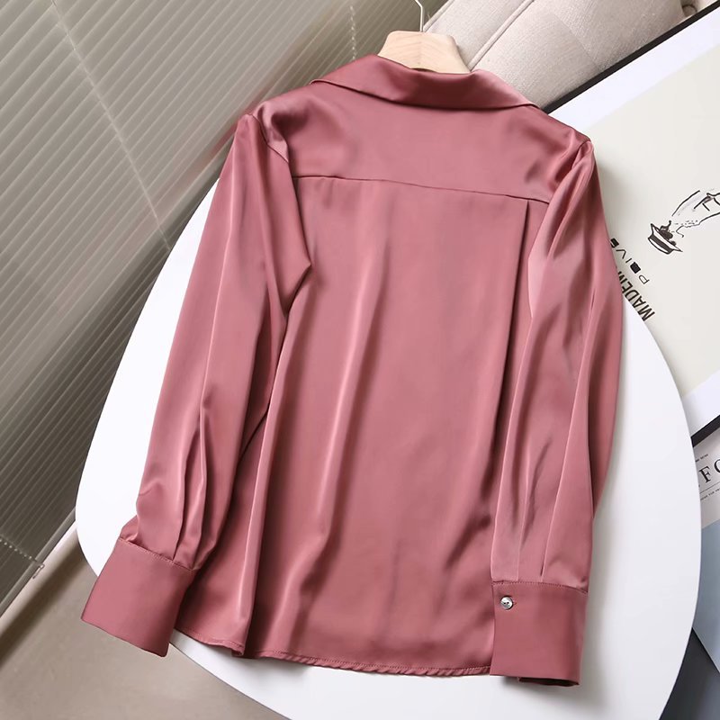 Suit Collar Satin Drape Shirt NSAM46204