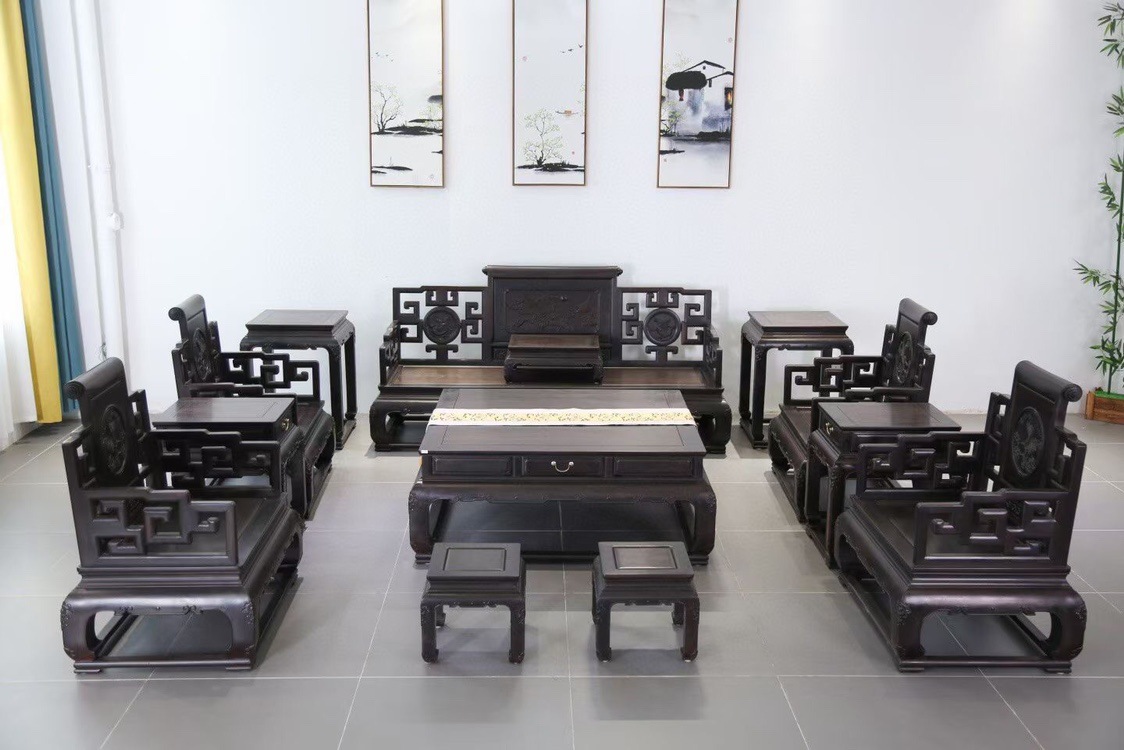 紫光檀东非黑黄檀沙发客厅组合沙发新中式沙发清式明式家具