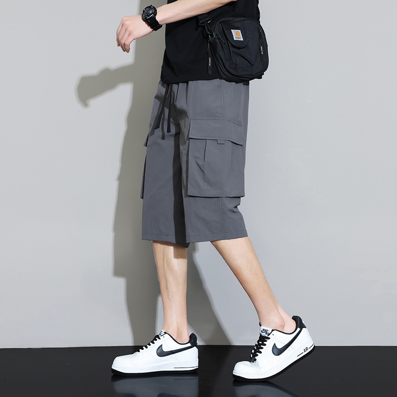 Workwear Three-Quarter Pants Men's Summer Thin Quick-Drying Over-The-Knee Mid-Pants Loose Trendy Summer Sports Casual Shorts