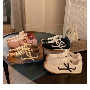 Vintage Color Matching Genuine Leather Inner Heightening German Training Shoes Women's 2025 New Fashion All-match Casual Running Sports Forrest Gump Shoes