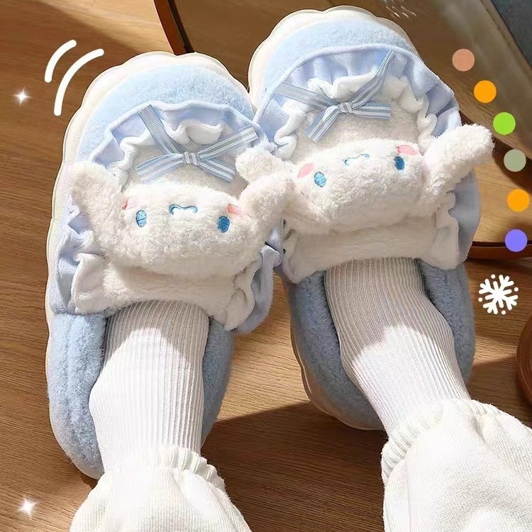 2025 Cinnamonroll Cotton Slippers for Women, Winter Indoor Non-Slip Thick-Soled Warm Plush Slippers for Ladies