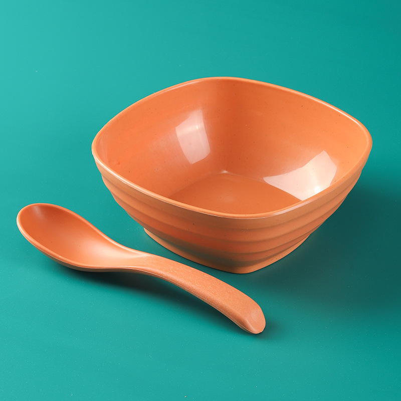 Tazón cuadrado de 5.5 pulgadas, juego de 4, tazón cuadrado para sopa de 500 ml color trigo, tazón para niños, irrompible, tazón para comer en el hogar, tazón para agua con azúcar