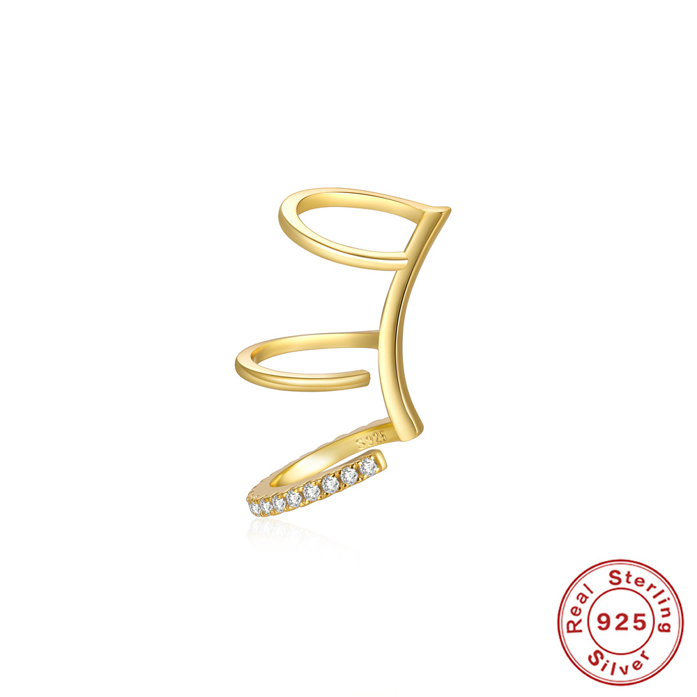 Women's Gender 1 Piece 925 Sterling Silver Zircon Geometric Ear Cuffs