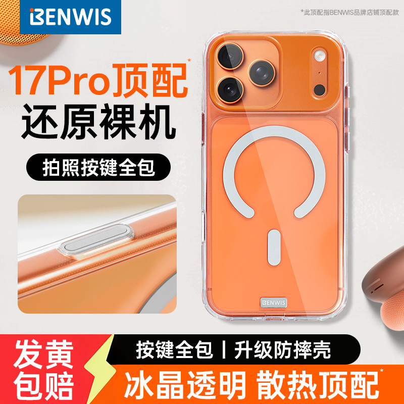 Чехол BENWIS для iPhone 17 с магнитным креплением, прозрачный защитный чехол для Apple 17 Pro Max с магнитным креплением