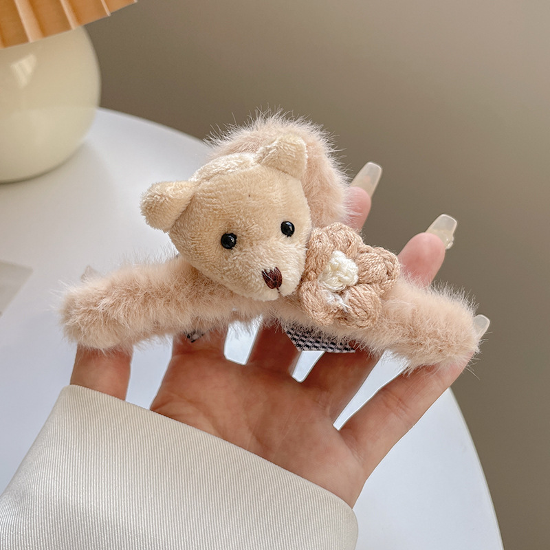 Otoño y invierno curry clip de agarre de cabeza grande clip de cabello tocado clip de tiburón 2025 nuevo peludo de gama alta agarre de cabello