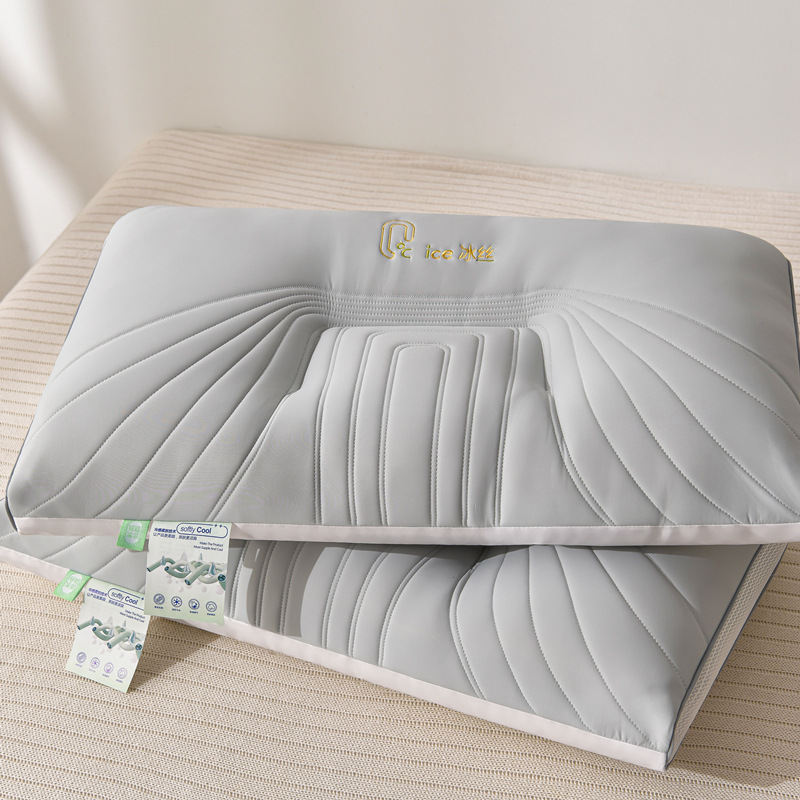 Ultra-Soft Cool Sensation Silk Pillow Core for Home Use, Adult Jelly Pillow for Cervical Support and Sleep Aids - Pack of 2, Suitable for Whole Head, Men