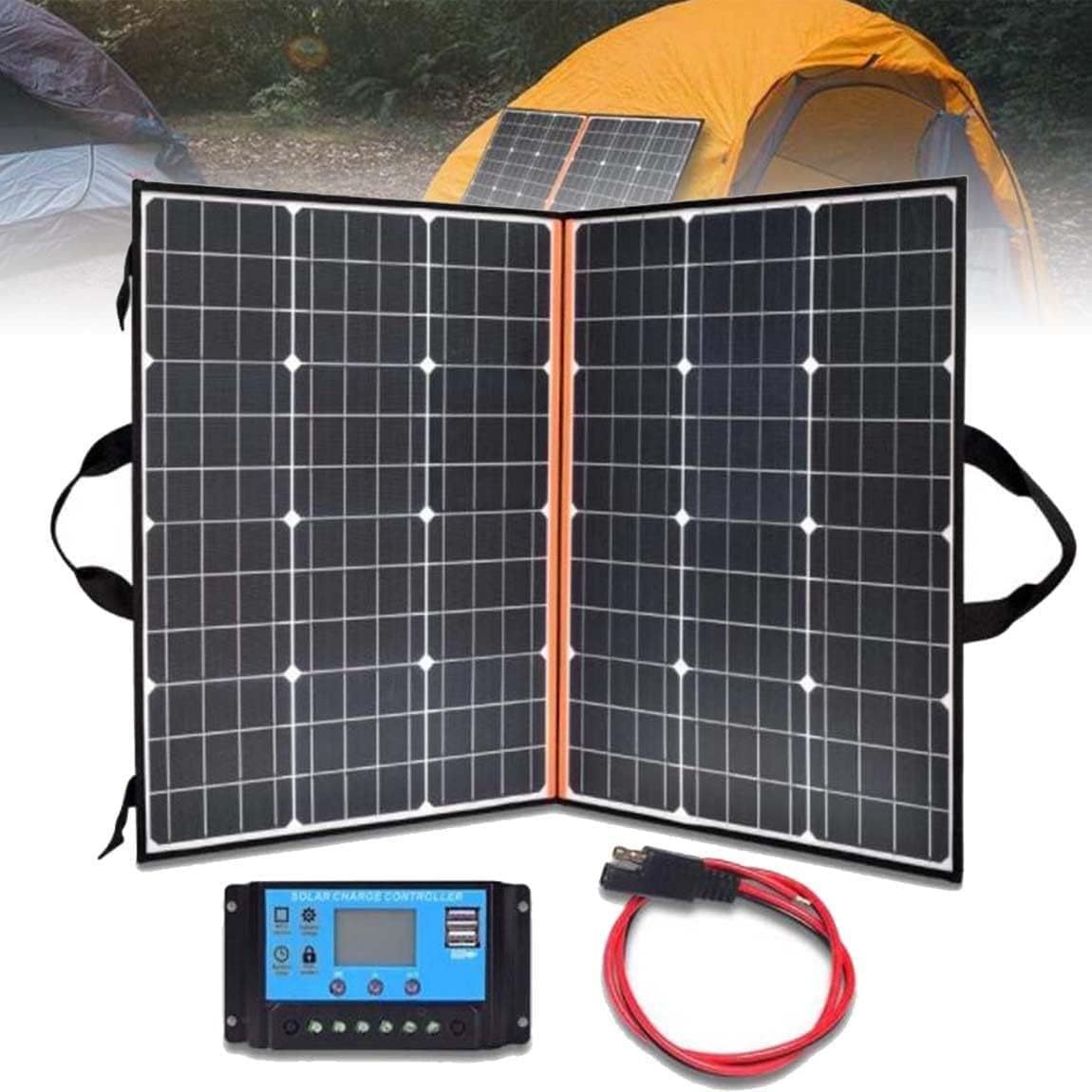 跨境专供单晶72W18V太阳能2折包 100W便携式太阳能电池板充电器