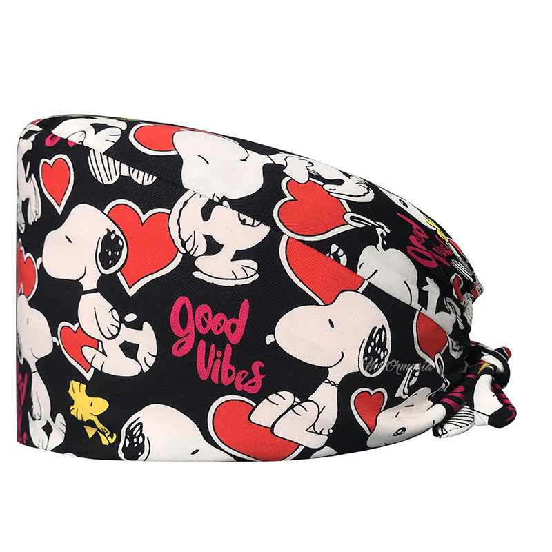 El algodón puro de las mujeres impresas europeas y americanas del sombrero de la enfermera de ICU con la toalla del sudor gorra quirúrgica del comercio exterior tapa de la cabeza del bolso entrega transfronteriza