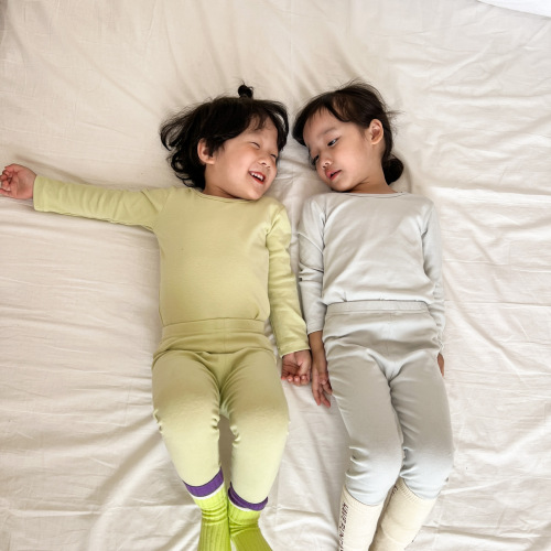 Children's thermal underwear set pure cotton wool pull-frame boys and girls autumn clothes and long trousers pure cotton autumn and winter baby pajamas