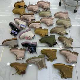 秋冬季品牌尾货迷彩马丁靴户外鞋儿童高帮靴子女童英伦风小黄靴