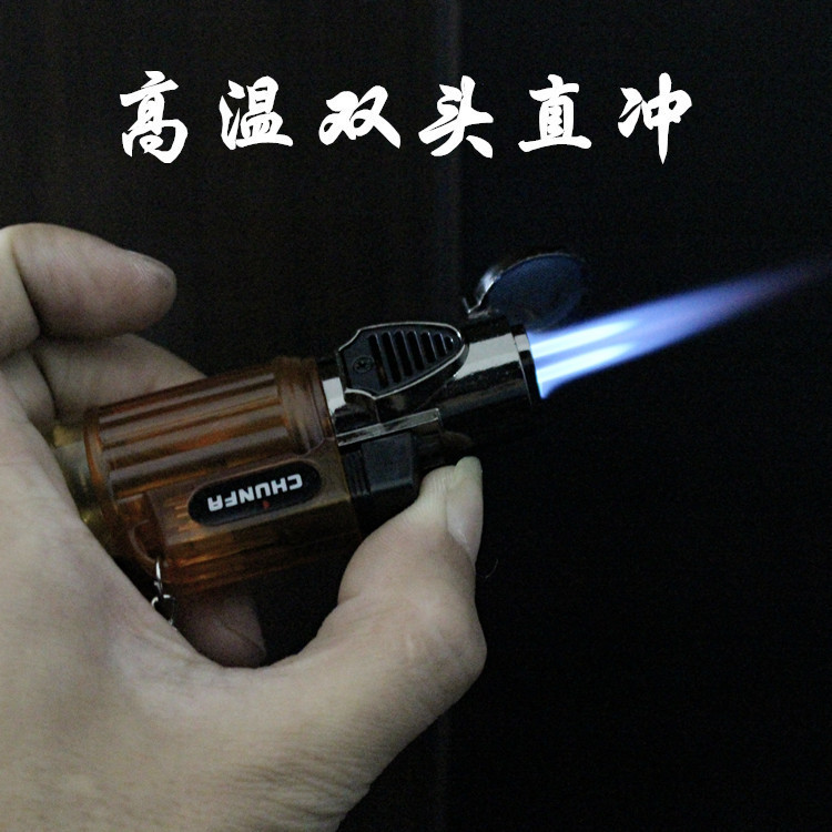 Double gun creative windproof double fire direct punch high temperature spray gun welding gun lighter outdoor supplies strong fire cigar ignition