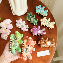 朵薇饰品新款百搭招手小熊抓夹复古百搭发夹高级感镶钻鲨鱼夹头饰