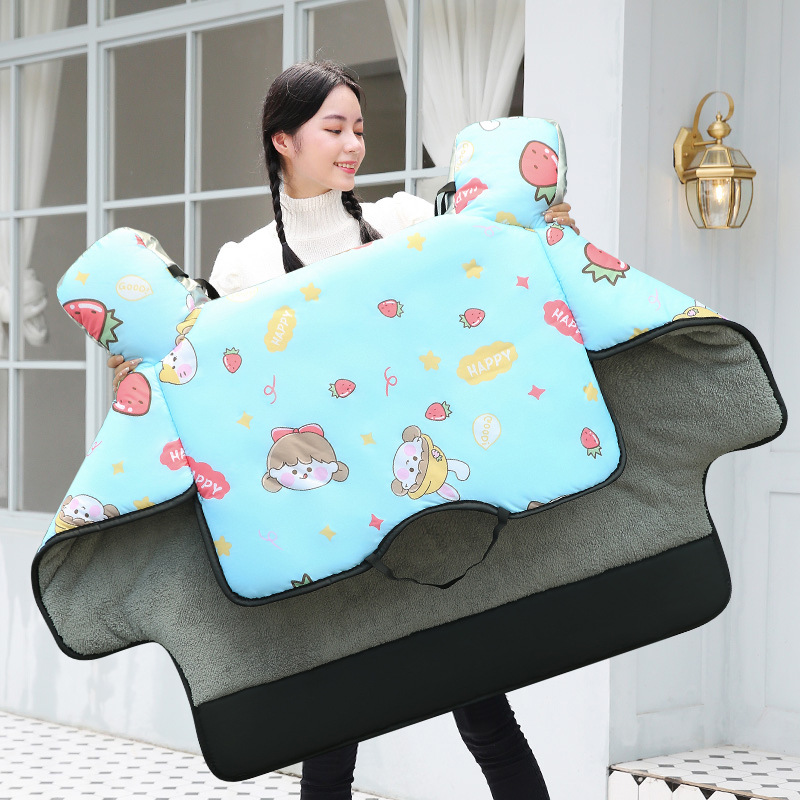 草莓女孩蓝【侧翼加宽加绒+口袋】