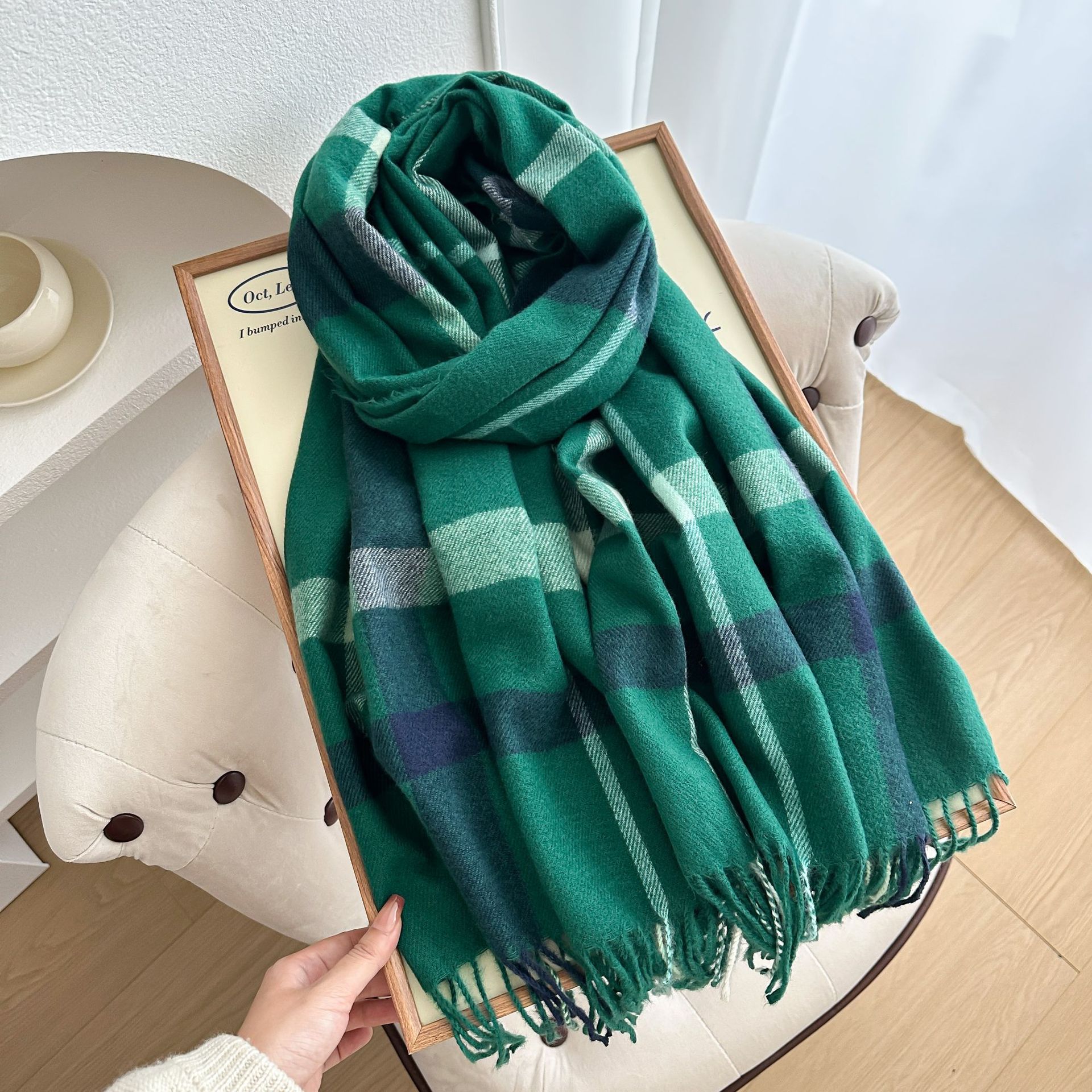 Bufanda de Cuadros de Imitación Cachemira Térmica para Invierno
