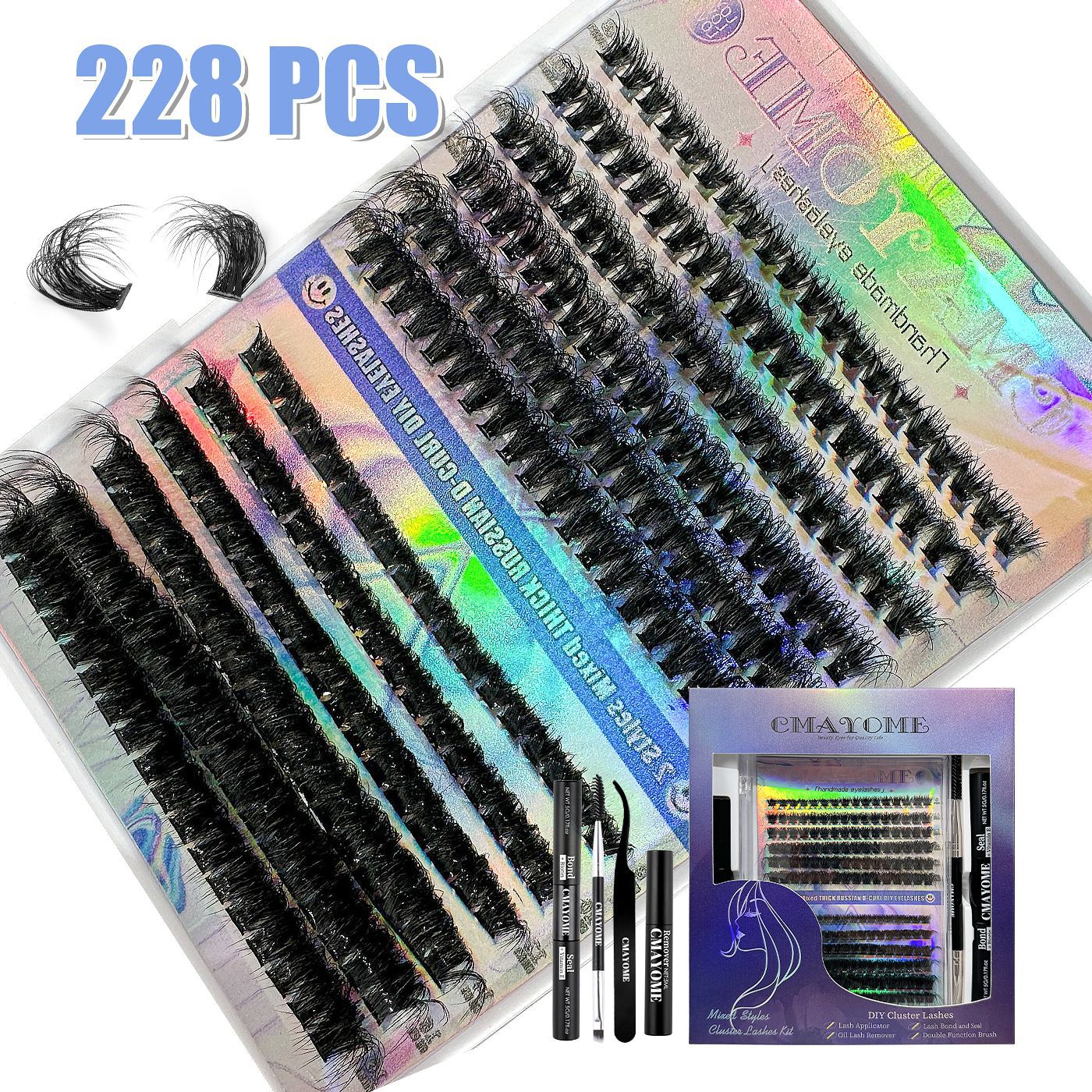 Amazon estilo caliente conjunto de pestañas postizas segmentadas europeas y americanas de un solo grupo de pestañas de injerto de cabello de gran capacidad natural al por mayor